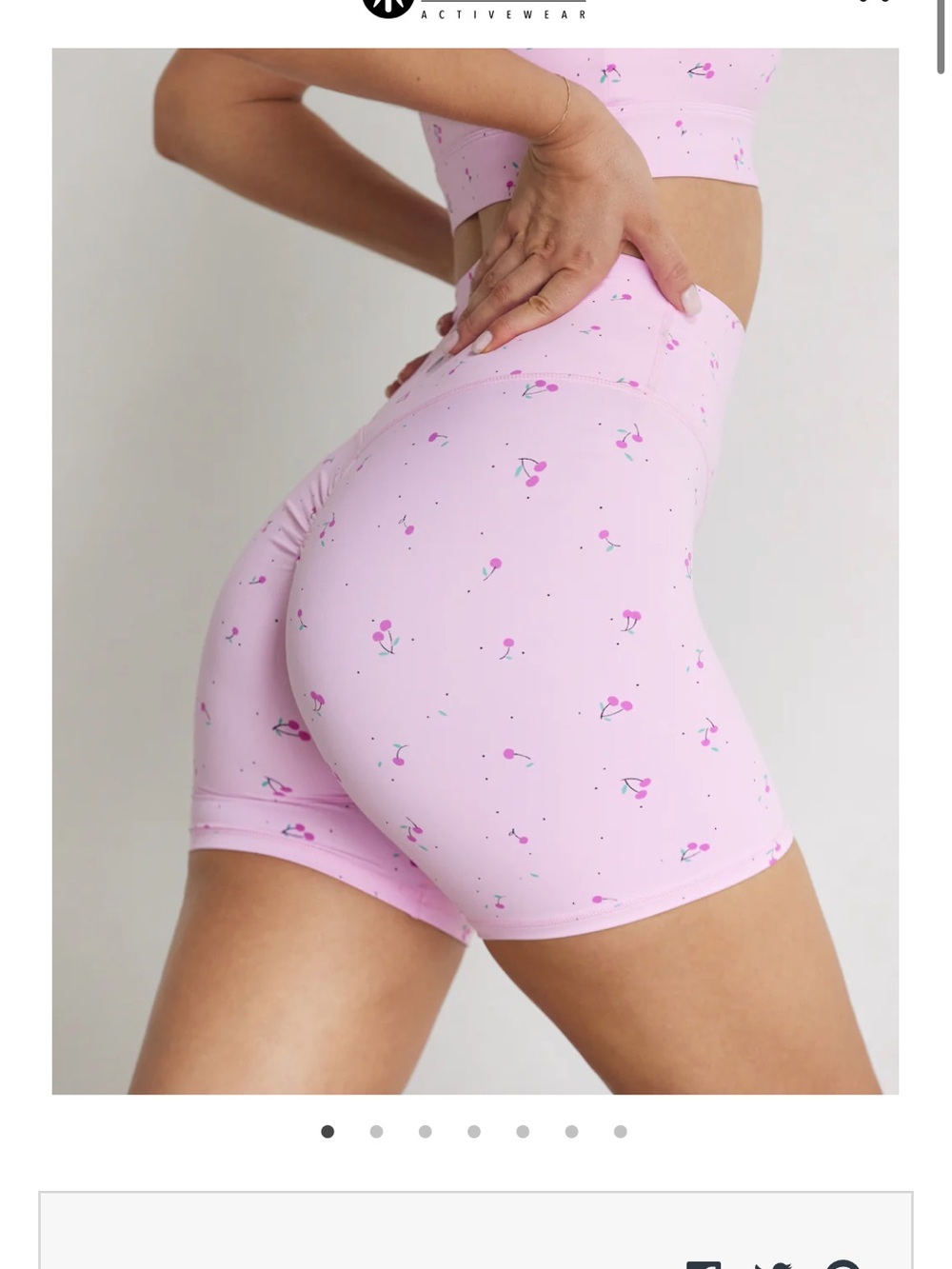 Pink Cherry Print High-Waist Athletic Shorts